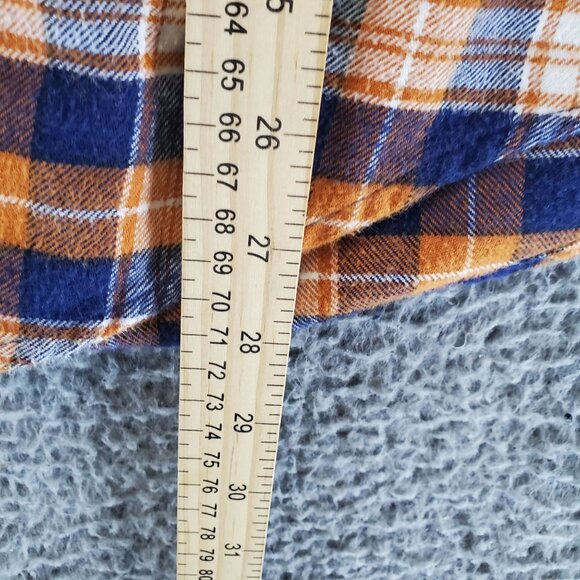 J. Crew Shirt Mens Medium Blue & Orange Plaid Flannel Long Sleeve - Picture 5 of 9